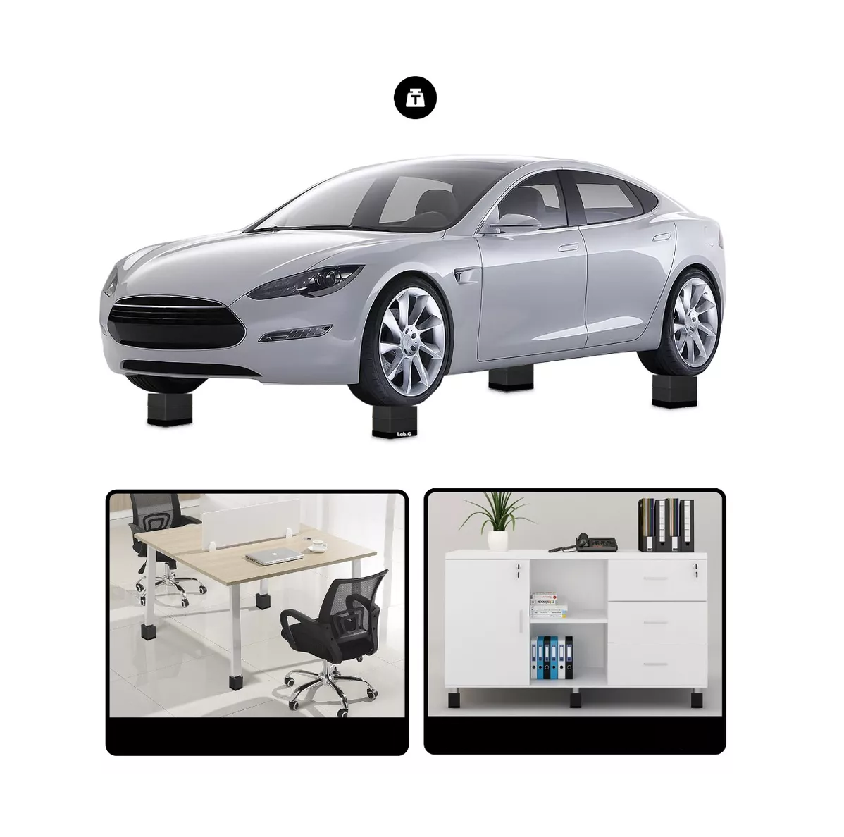 Foto 5 | Almohadillas Elevadoras Lab.g Para Muebles, Mesas Y Esquinas 4 Pzs Negro