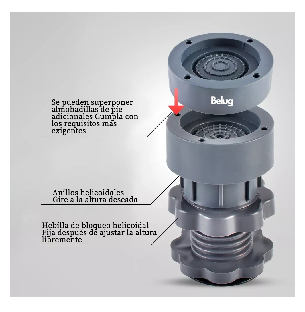 Foto 4 pulgar | Patas Para Lavadora Antivibración Universales, 4 Unidades Belug Gris