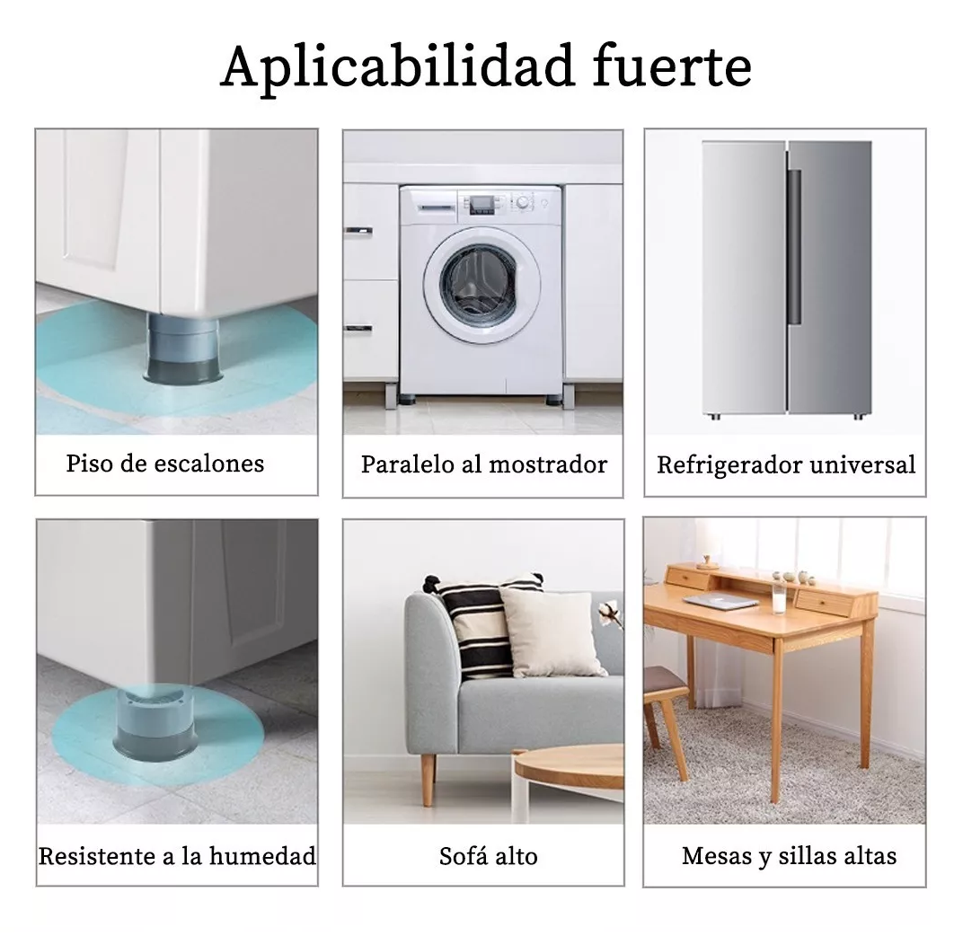 Foto 5 pulgar | Patas Para Lavadora Antivibración Universales, 4 Unidades Belug Gris