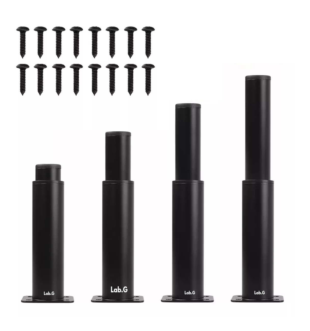 Patas De Sofá Ajustables Metal Para Muebles 12-18 Cm 4 Pzs Negro