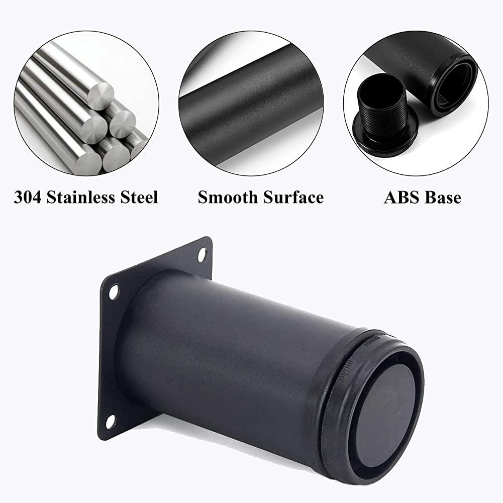 Foto 4 pulgar | Pata De Mueble Jieyou Negra Ajustable De Acero Inoxidable De 120 Mm - Venta Internacional.