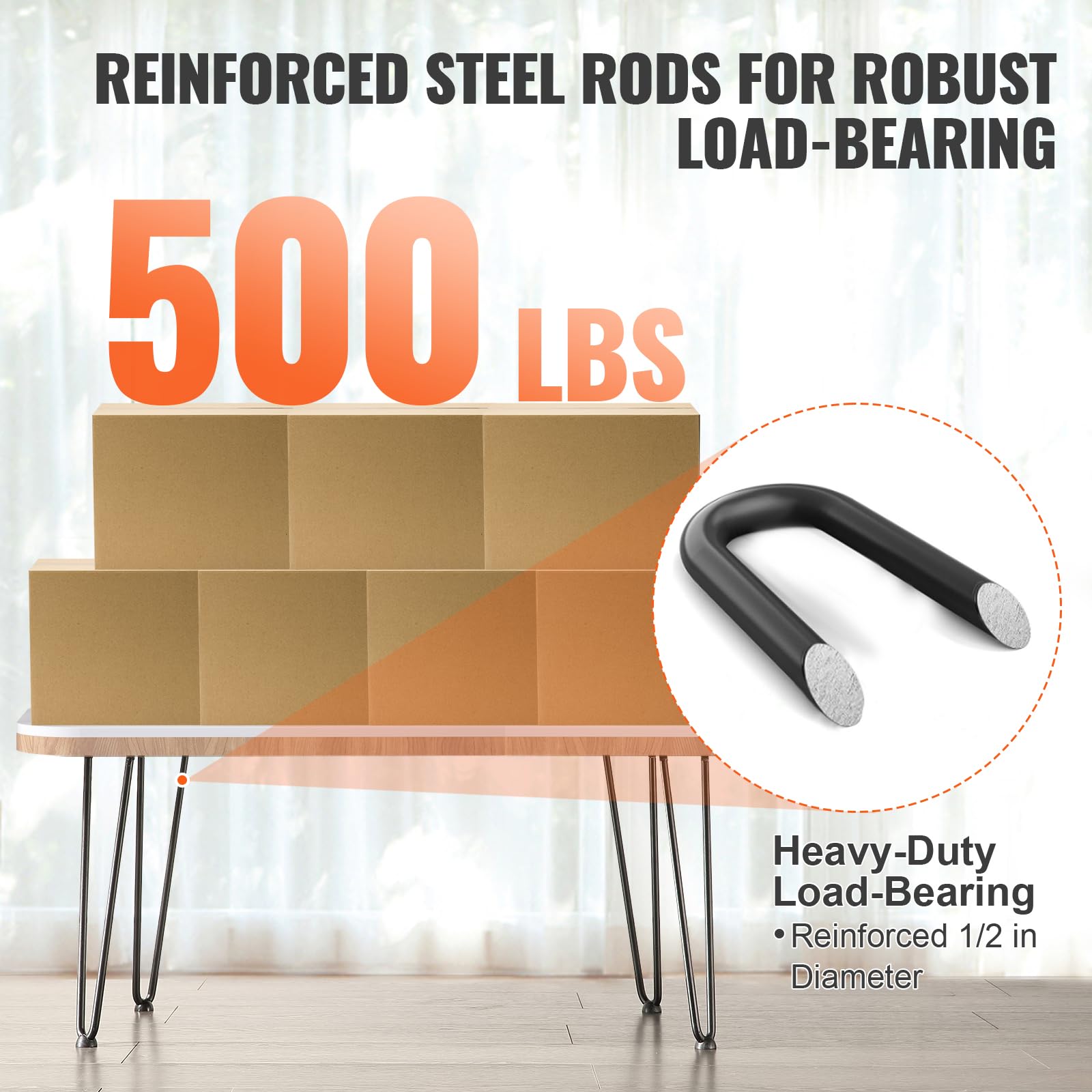 Foto 4 pulgar | Patas Para Muebles Vevor 19 En Forma De Horquilla De Metal, 500 Libras, 4 Unidades, Color Negro - Venta Internacional.