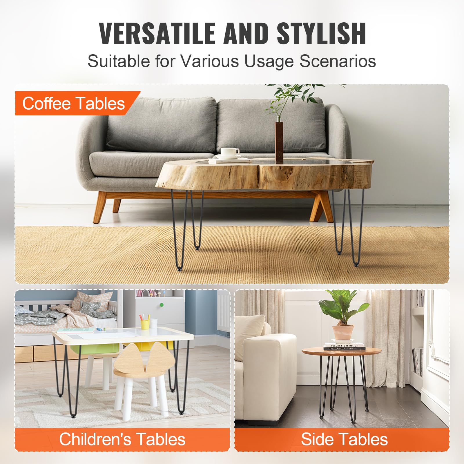 Foto 5 | Patas Para Muebles Vevor 19 En Forma De Horquilla De Metal, 500 Libras, 4 Unidades, Color Negro - Venta Internacional.