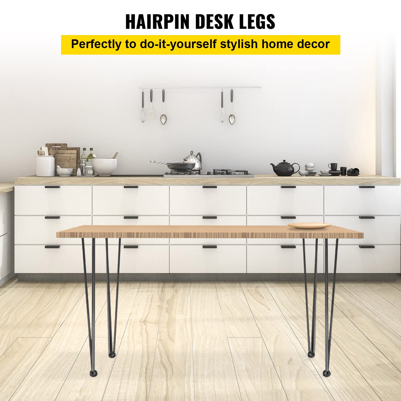Foto 2 | Patas De Mesa Vevor Hairpin, 34 Cm, Acero Al Carbono Negro, Juego De 4 - Venta Internacional.