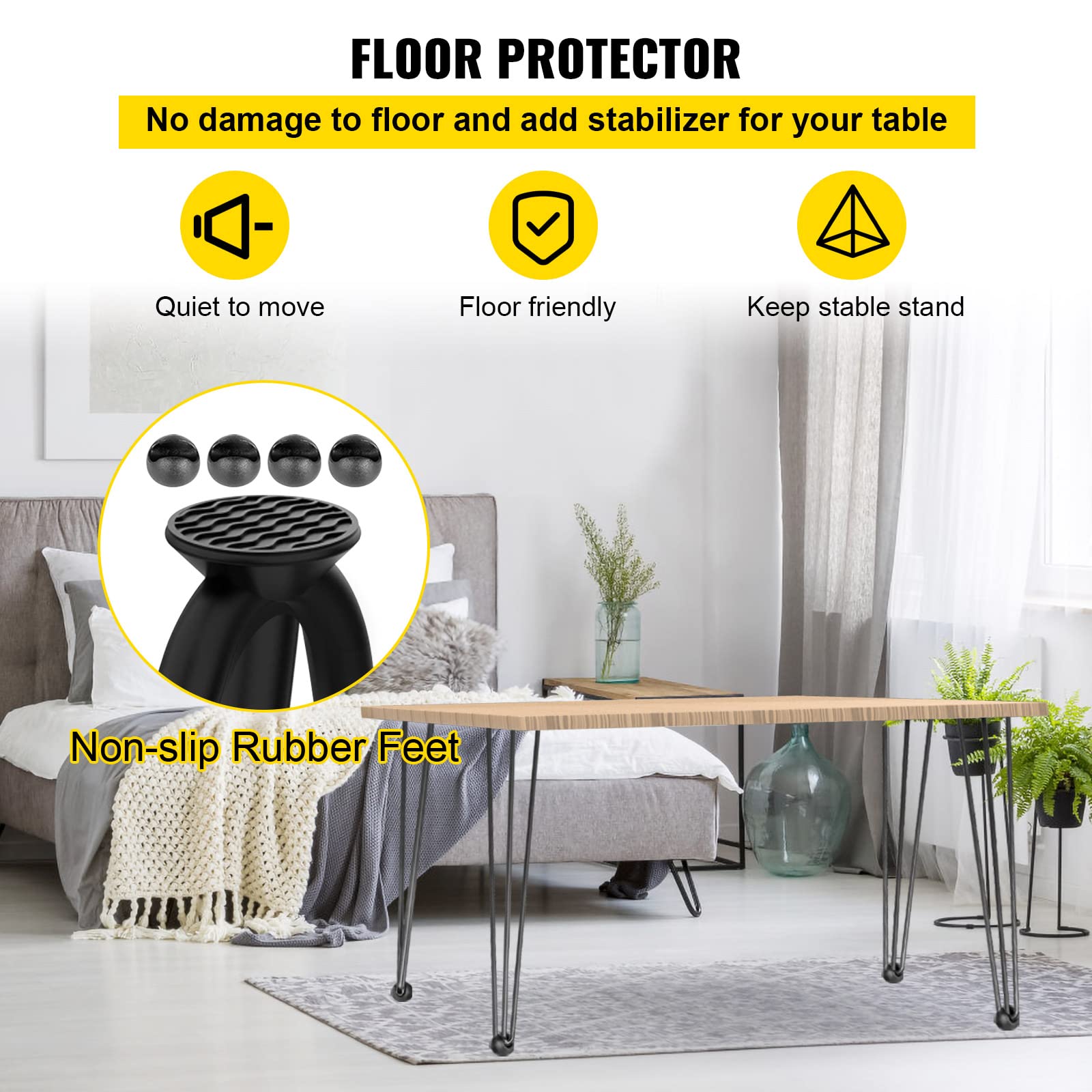 Foto 6 pulgar | Patas De Mesa Vevor Hairpin, 34 Cm, Acero Al Carbono Negro, Juego De 4 - Venta Internacional.