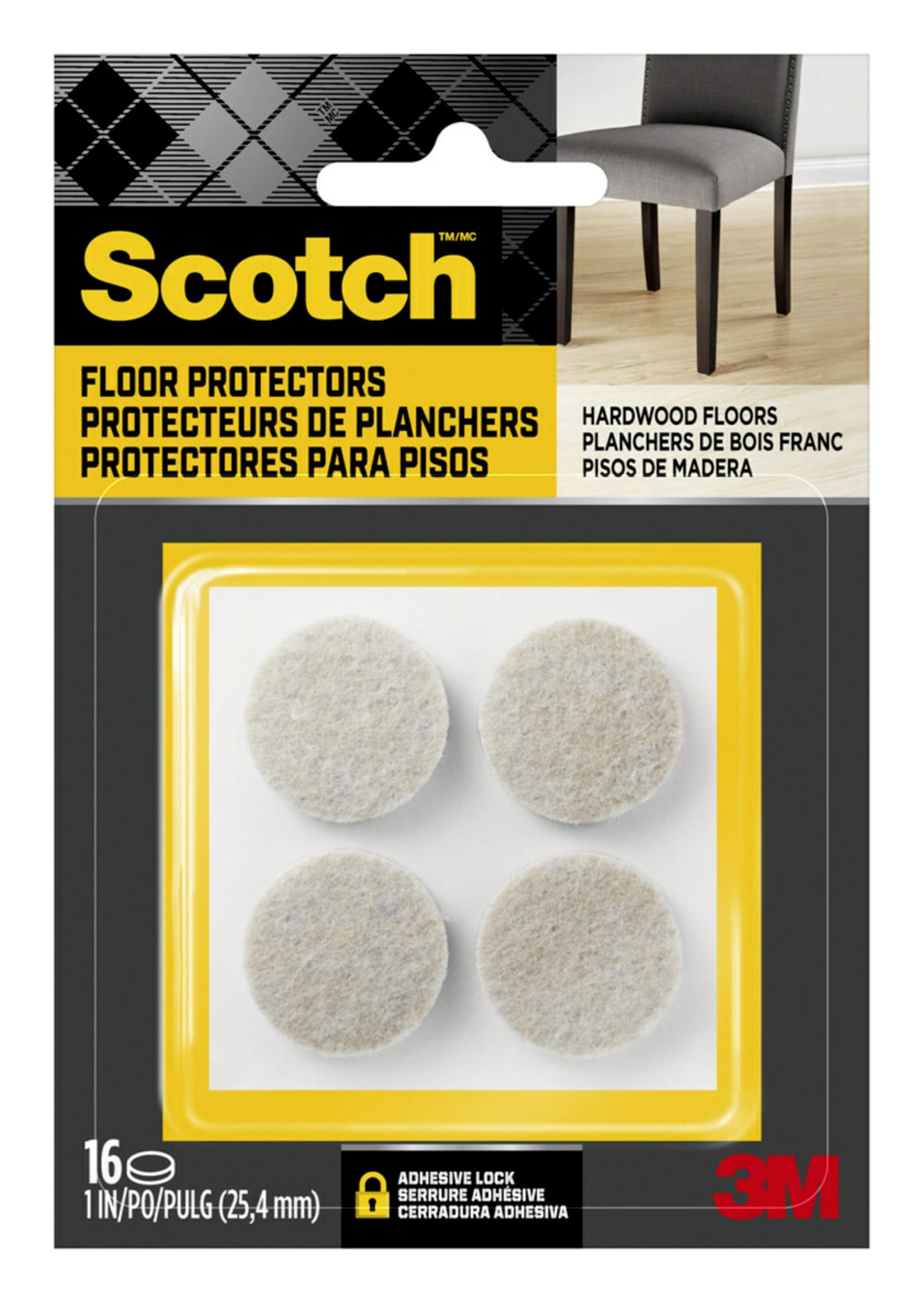 Foto 2 pulgar | Almohadillas De Fieltro Para Muebles, Estilo Escocés, Para Pisos De Madera, Paquete De 16 - Venta Internacional.