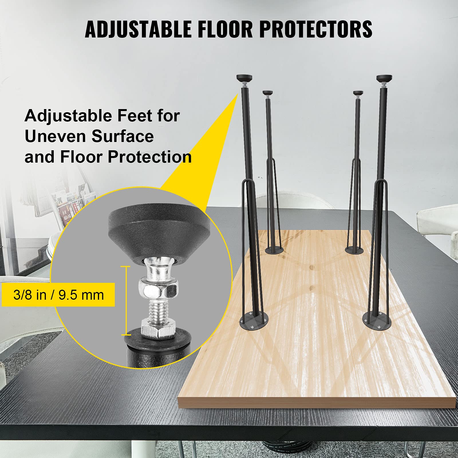 Foto 5 | Patas De Mesa Vevor Hairpin De 71 Cm, Juego De 4 Unidades, Resistentes, Negras - Venta Internacional.