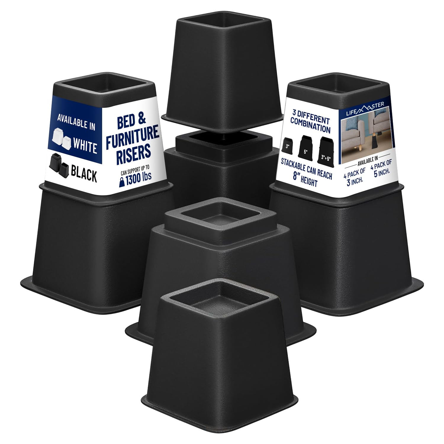 Foto 2 pulgar | Juego De Elevadores Para Muebles Lifemaster, 8 Piezas, Diseño Antideslizante, Color Negro - Venta Internacional.