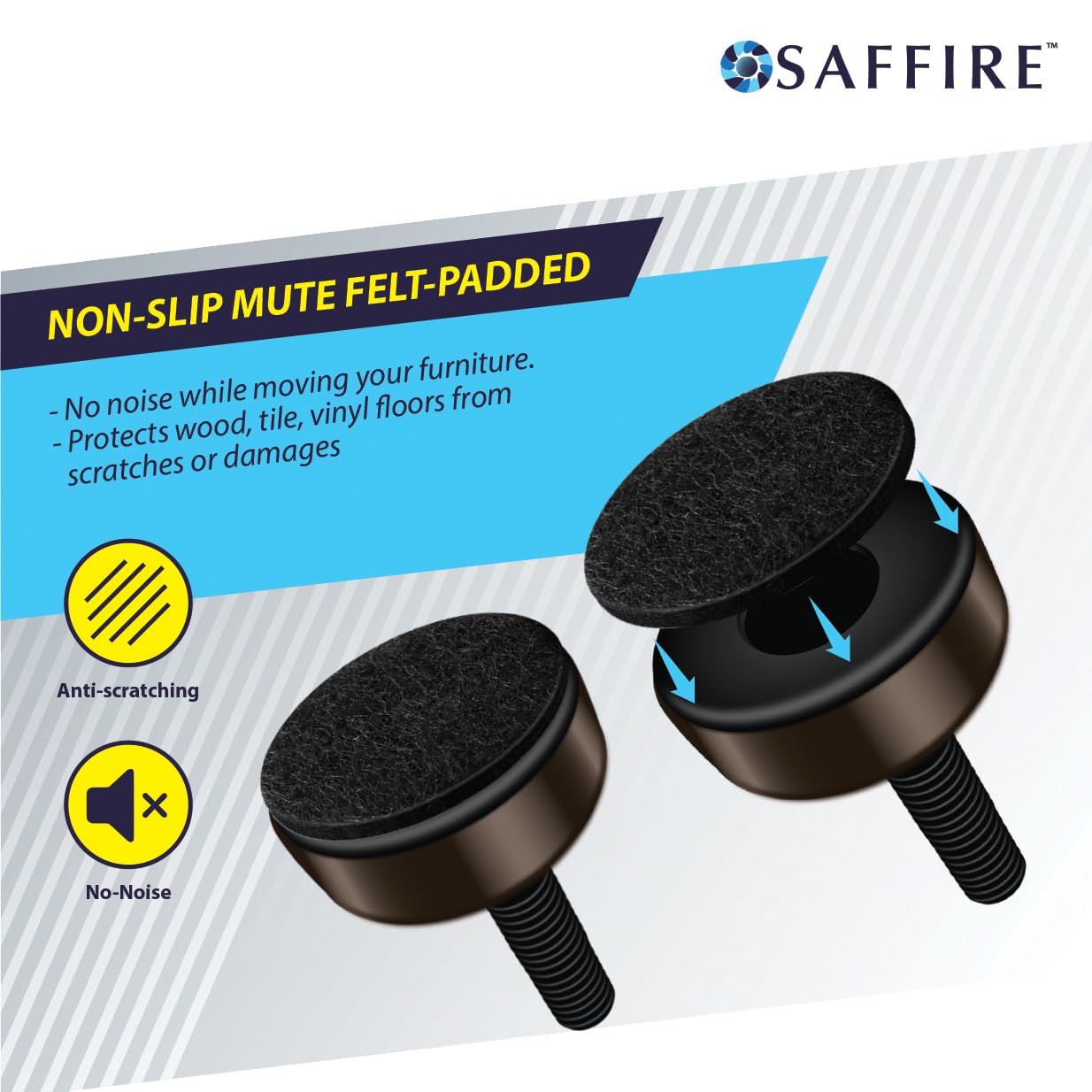 Foto 4 pulgar | Niveladores Ajustables Para Muebles Saffire  Color Marrón Oscuro (paquete De 8) - Venta Internacional.