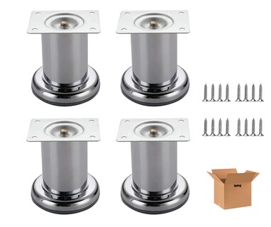 Foto 1 | 4 Piezas Pata Para Sofá Belug Acero Redonda 10cm Cromo C/tornillos Plata