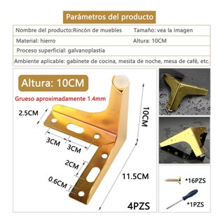 Foto 2 | Patas De Muebles Belug Elevadores De Cama Sofá Apilables 4pz 10cm Dorado