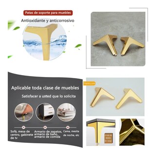 Foto 3 | Patas De Muebles Belug Elevadores De Cama Sofá Apilables 4pz 10cm Dorado