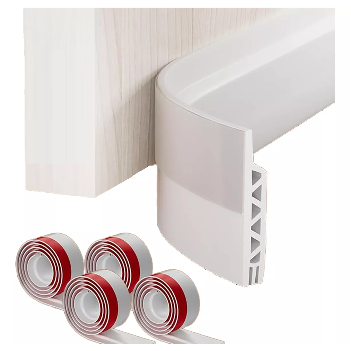 4pcs Sello Adhesivo Prueba De Polvo Para Puertas Y Ventanas Eo Safe Imports Esi-17174 Blanco