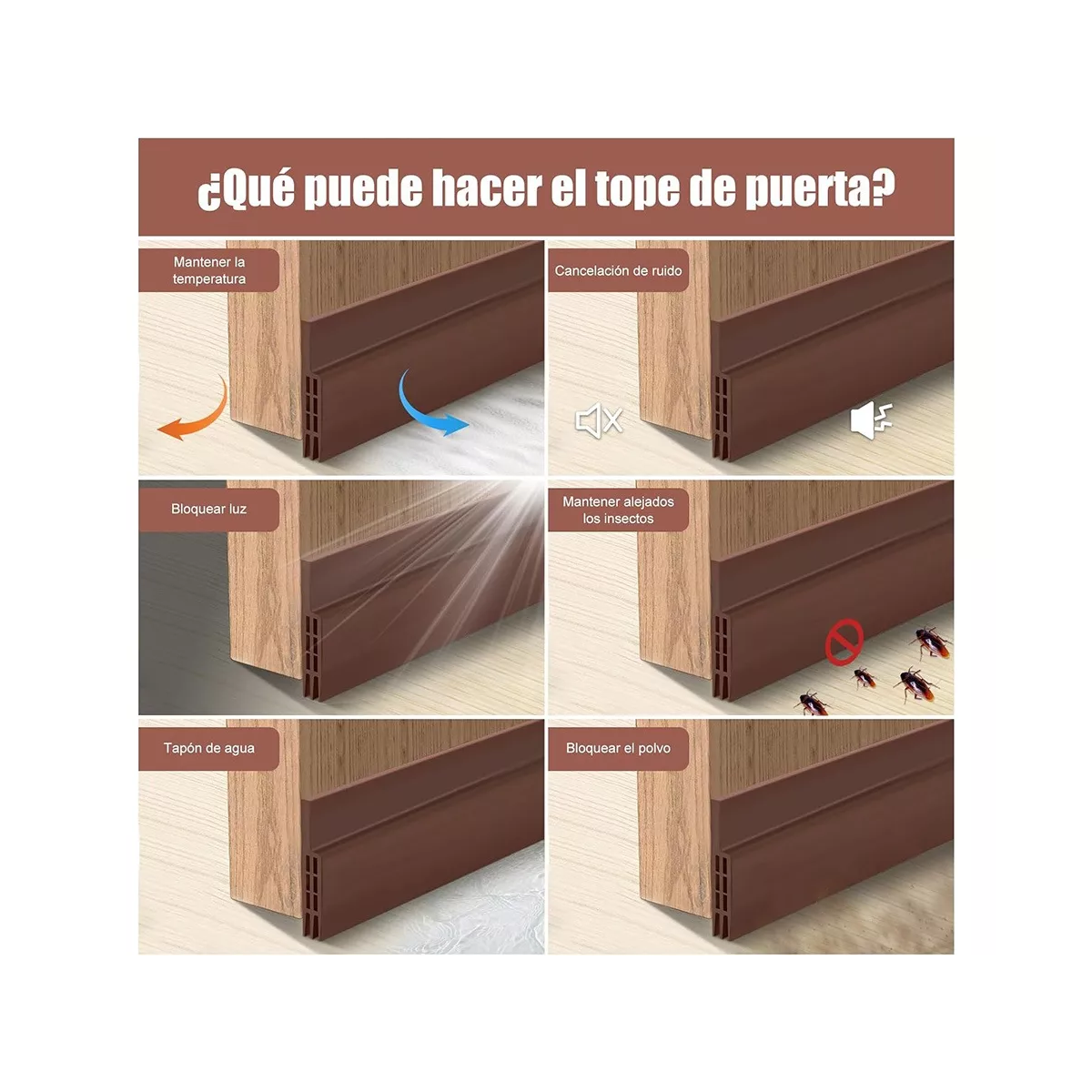 Foto 4 pulgar | Atrapa Polvo Puerta Y Ventanas 2 Pcs Eo Safe Imports Esi-17160 Marron