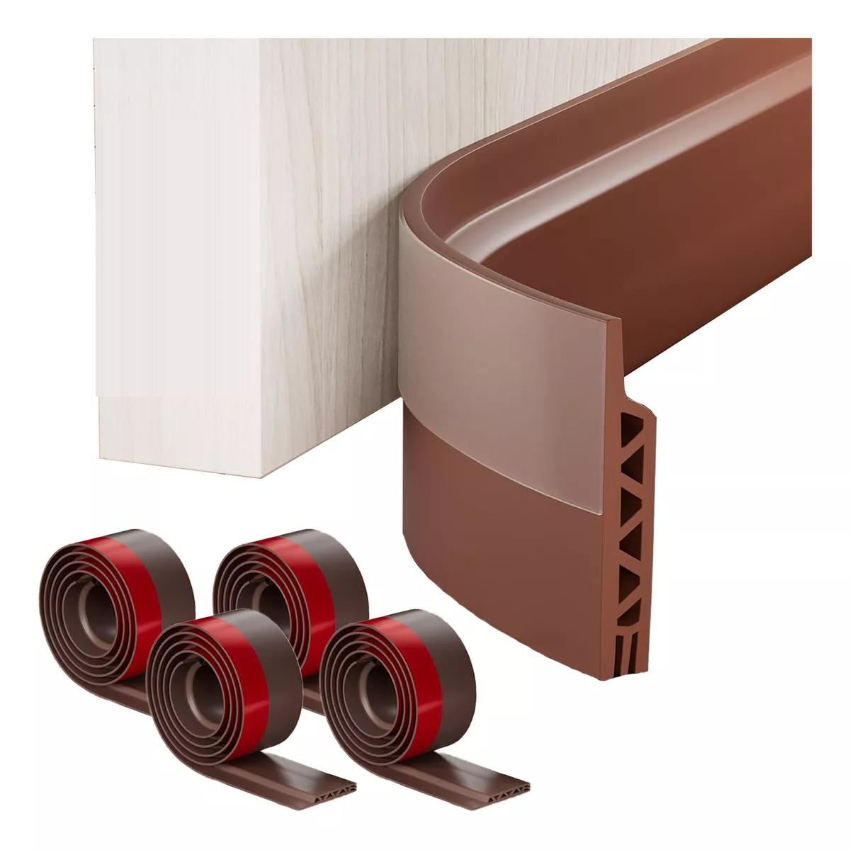 Foto 2 pulgar | 4pcs Sello Adhesivo Prueba De Polvo Para Puertas Y Ventanas Eo Safe Imports Esi-17175 Marron