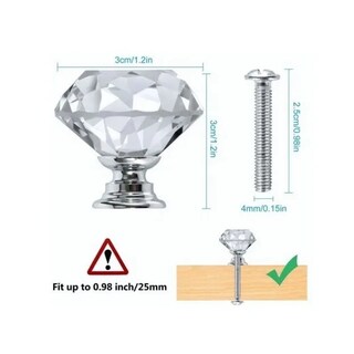 Foto 2 | Pomo De Cristal Para Cajón, 30 Mm, 20 Piezas Plata