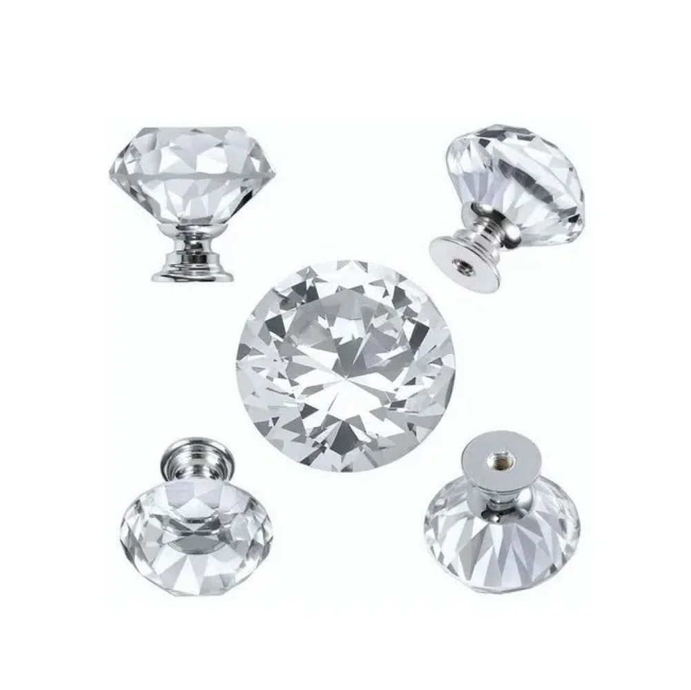 Foto 4 pulgar | Pomo De Cristal Para Cajón, 30 Mm, 20 Piezas Plata