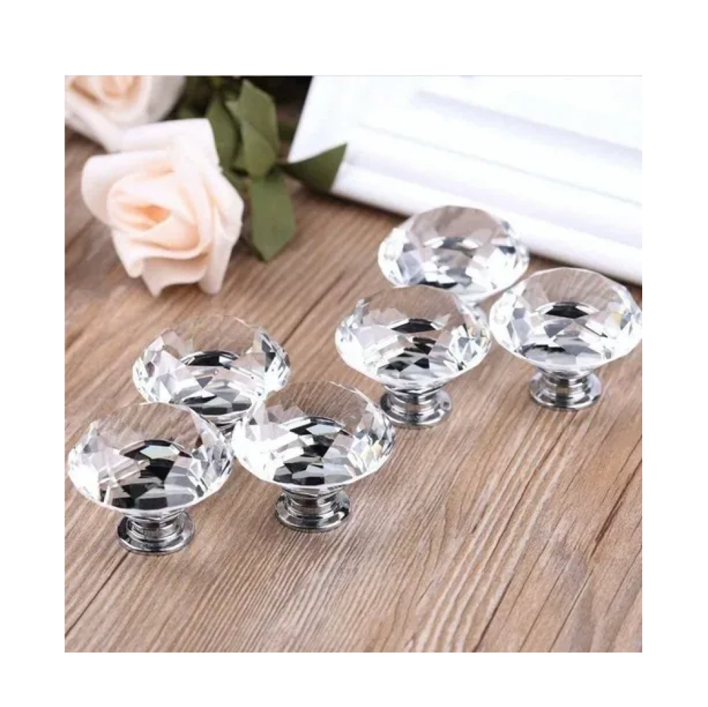 Foto 5 pulgar | Pomo De Cristal Para Cajón, 30 Mm, 20 Piezas Plata