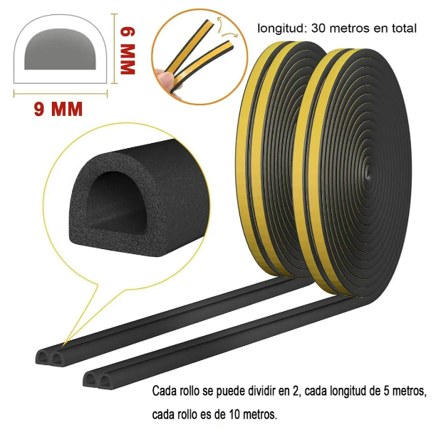 Foto 3 pulgar | Xtellar Burlete Adhesivo 30m: Aislante Favorecedor Contra Viento Para Puertas Y Ventanas
