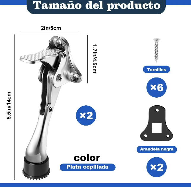 Foto 3 pulgar | Xtellar Prestigio Pack De 2 Topes Para Puertas Con Diseño De Pedal Antiderrapante Y Multifuncional