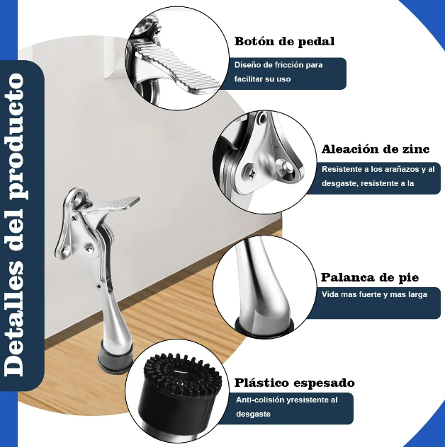 Foto 4 pulgar | Xtellar Prestigio Pack De 2 Topes Para Puertas Con Diseño De Pedal Antiderrapante Y Multifuncional