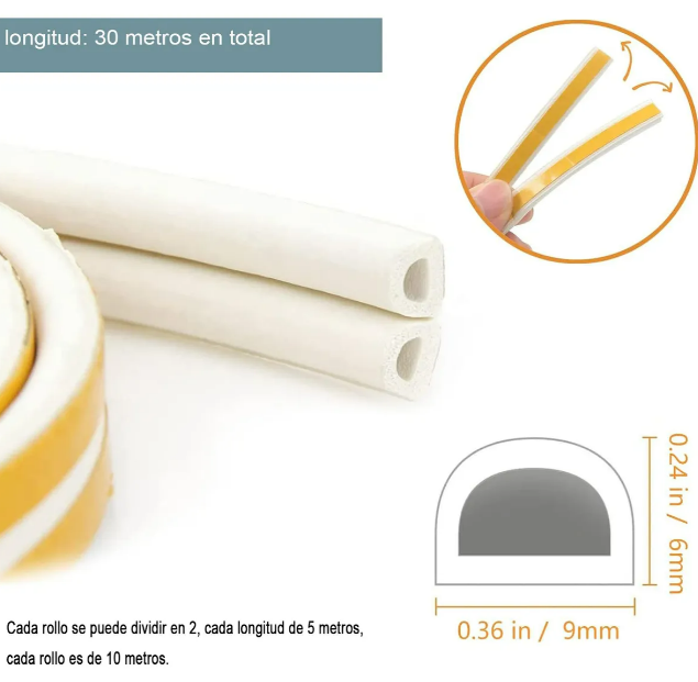 Foto 3 pulgar | Xtellar Burlete Adhesivo 30m: Aislante Favorecedor Contra Viento Para Puertas Y Ventanas