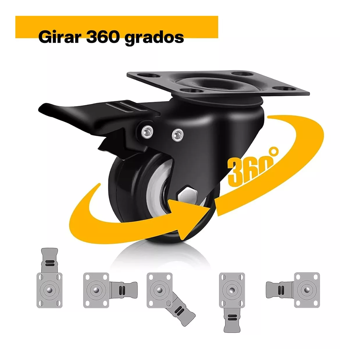 Foto 4 pulgar | Ruedas Giratorias con Freno para Muebles y Vehículos de PVC 8 Piezas