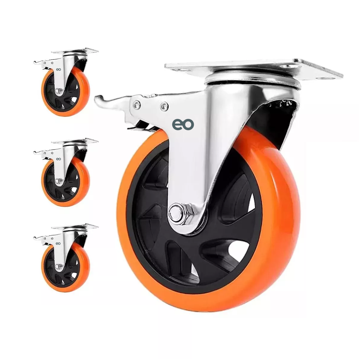 Foto 2 pulgar | Rueda De Pvc 360° Función Giratoria Rodaja Con Freno 4 Pcs Eo Safe Imports Esi-8461 Naranja