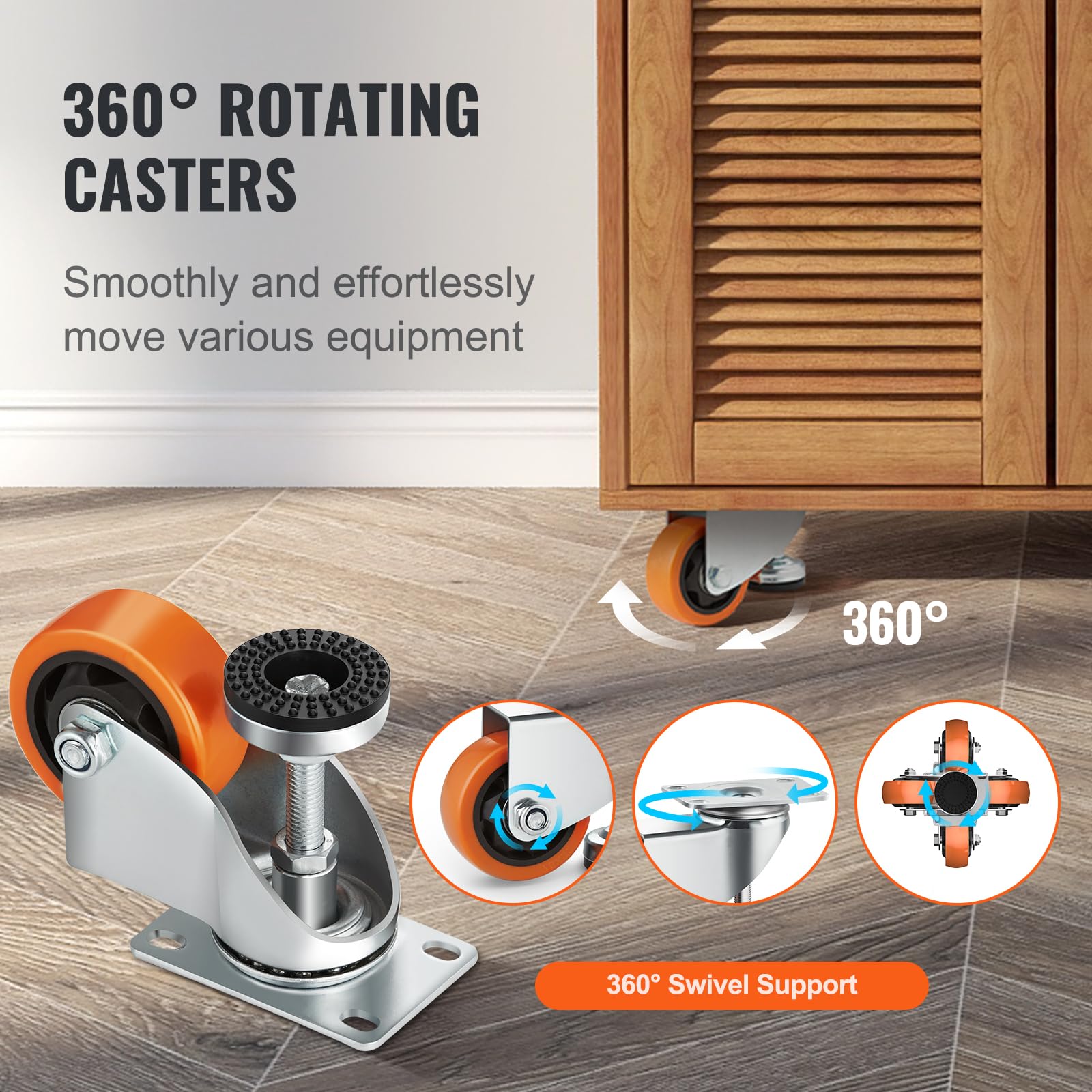 Foto 5 pulgar | Juego De 4 Ruedas Niveladoras Vevor Con Capacidad De Carga Total De 820 Kg - Venta Internacional.