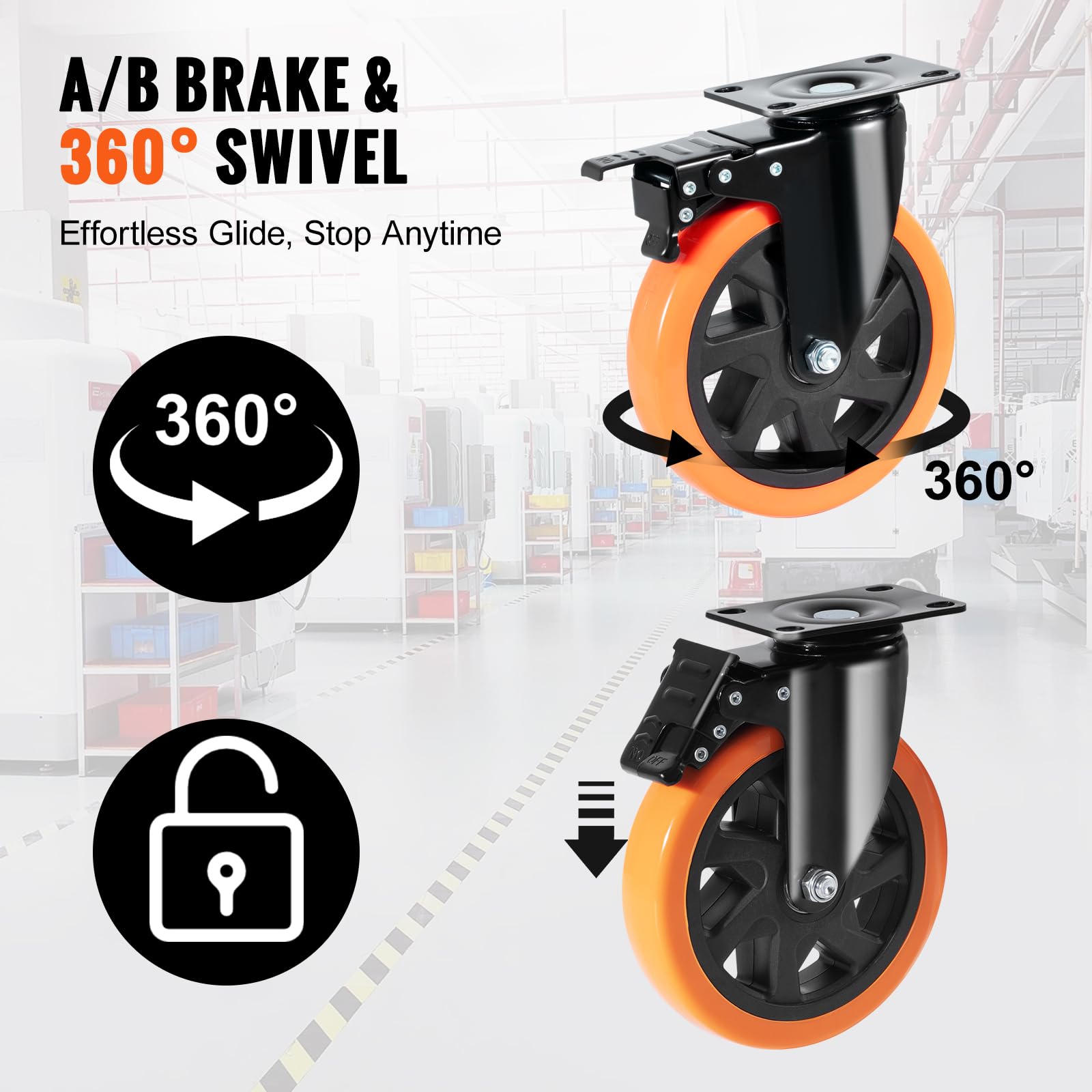 Foto 4 pulgar | Juego De 4 Platos Giratorios Vevor De 6 Pulgadas De Caster Wheels Para 2800 Libras - Venta Internacional.