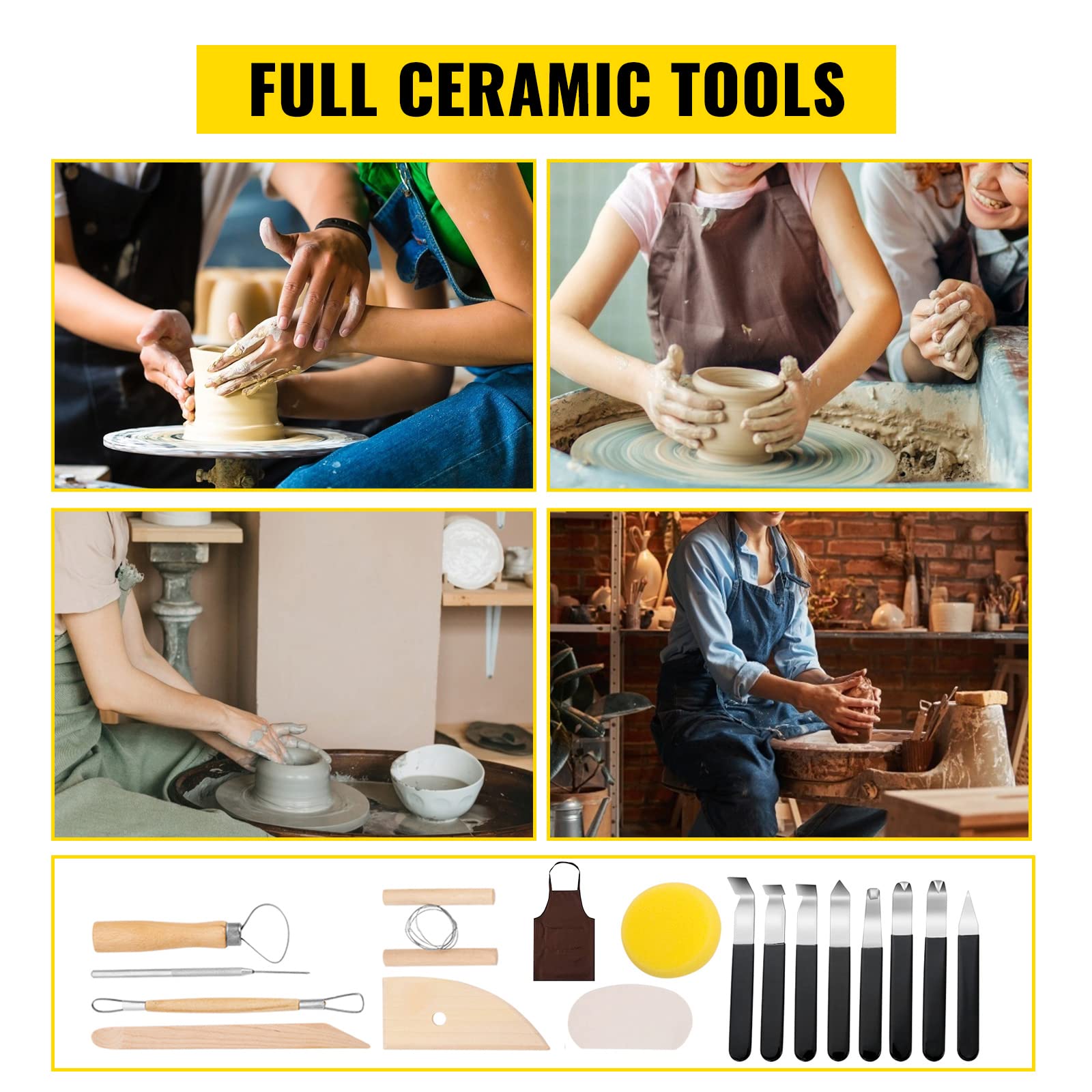 Foto 8 pulgar | Volante De Cerámica Vevor Para Adultos Y Principiantes De 28 Cm Con Pedal - Venta Internacional.