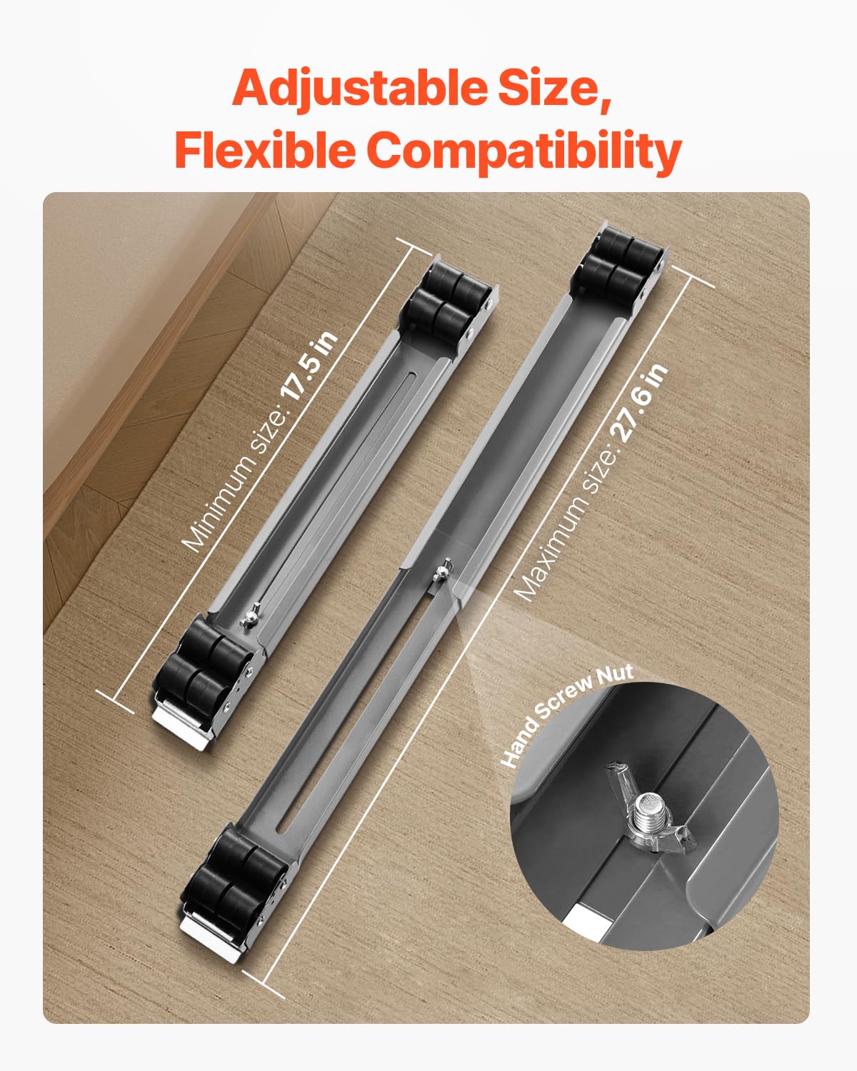 Foto 5 | Rodillos Para Electrodomésticos Vevor Heavy Duty, Extensibles, 16 Ruedas, Grises - Venta Internacional.