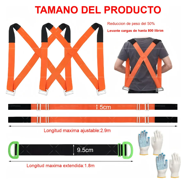 Foto 3 pulgar | Xtellar Sistema De Correas Para Mover Muebles Robusto Y Ajustable Con Guantes Incluidos