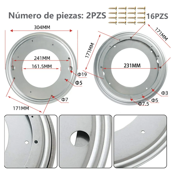 Foto 3 pulgar | Dúo De Bases Giratorias Xtellar De 12 Pulgadas Para Muebles, Resistencia Premium, Rotación 360°
