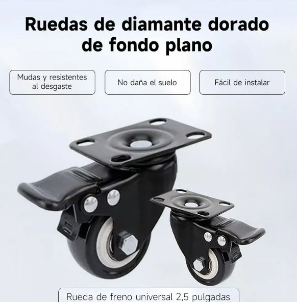 Foto 4 pulgar | Xtellar Rodajas Giratorias Premium De 3in Para Muebles Con Freno - Pack De 4
