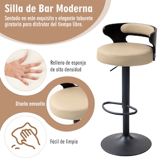 Foto 4 | Juego De 2 Taburetes De Barra Ajustables Beige