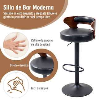 Foto 4 | Juego De 2 Taburetes De Barra Ajustables Negro