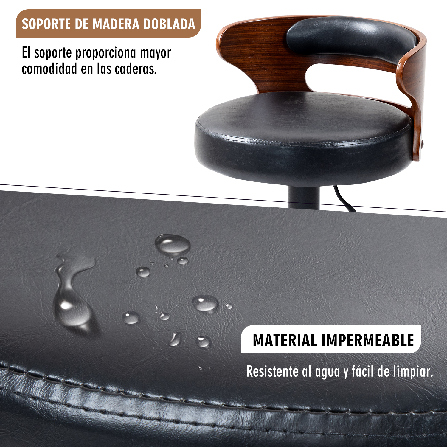 Foto 7 pulgar | Juego De 2 Taburetes De Barra Ajustables Negro