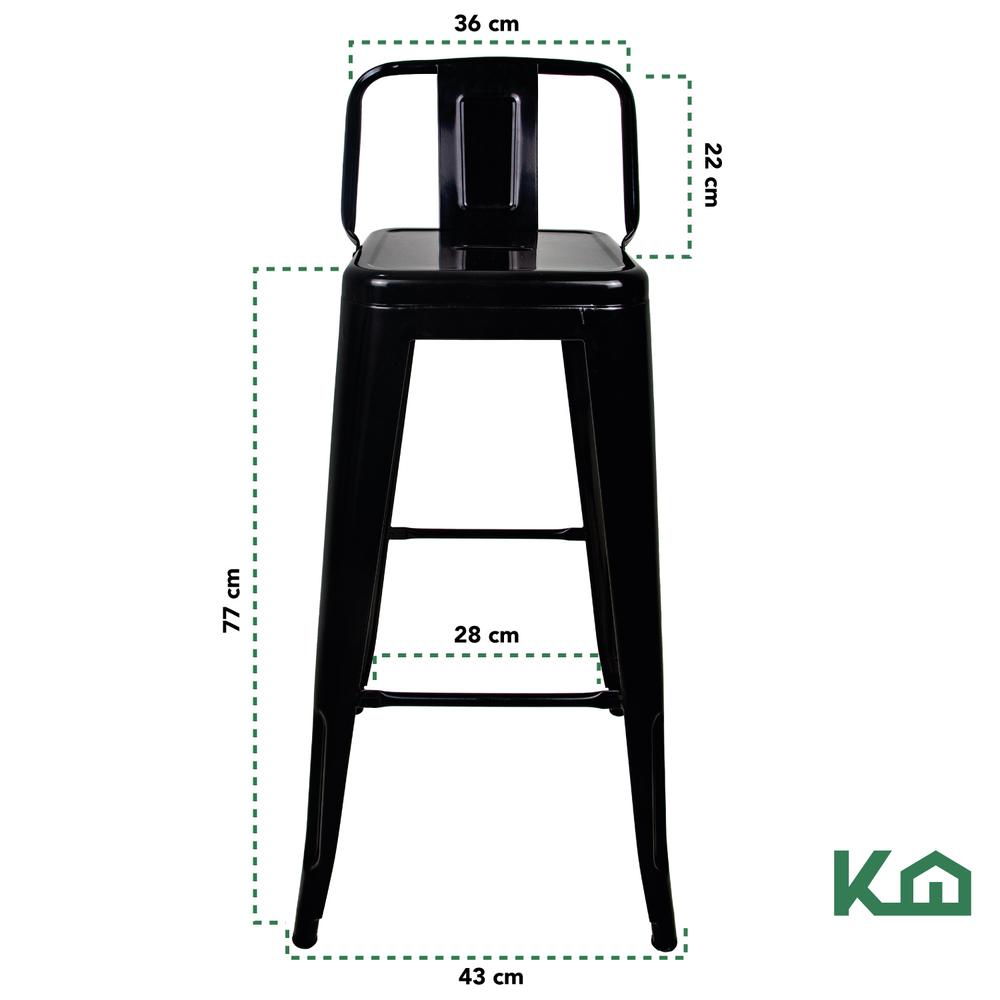 Foto 6 pulgar | Banco Alto con Respaldo KingsHouse Vintage color Negro