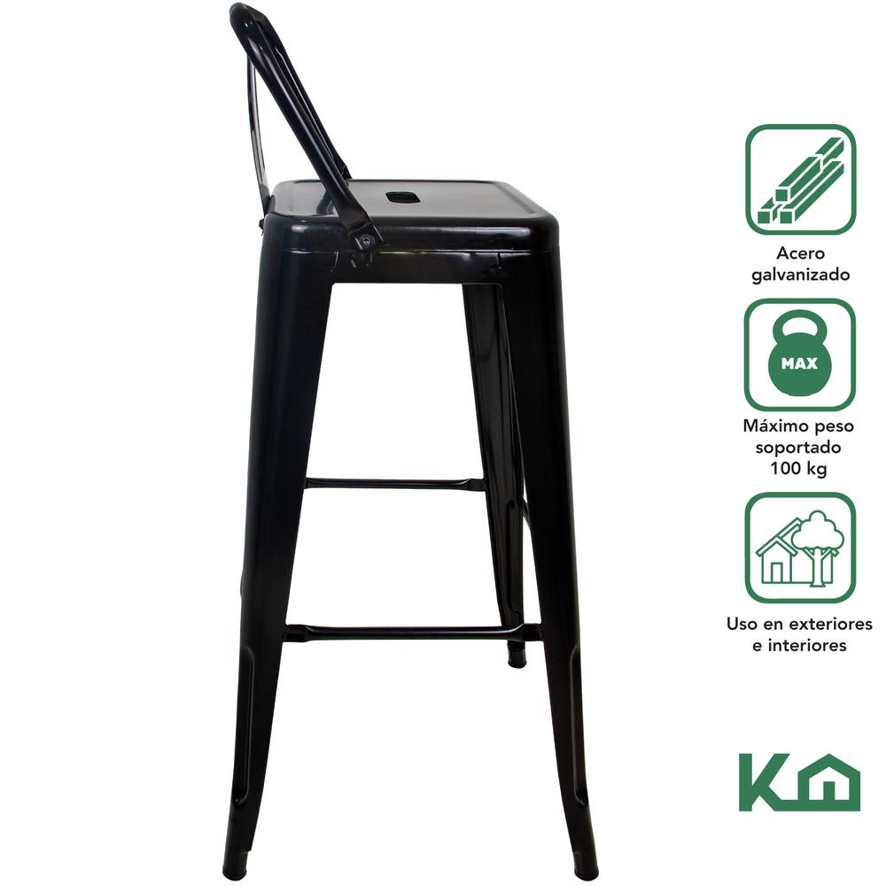 Foto 2 | Banco Alto Tipo Tolix KingsHouse COMBO-KH-94 color Negro 2 Piezas