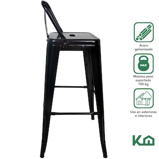 Foto 2 | Banco Alto Tipo Tolix KingsHouse COMBO-KH-94 color Negro 2 Piezas