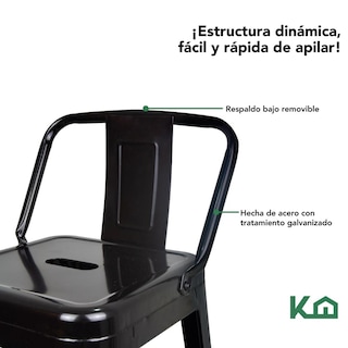 Foto 4 | Banco Alto Tipo Tolix KingsHouse COMBO-KH-94 color Negro 2 Piezas