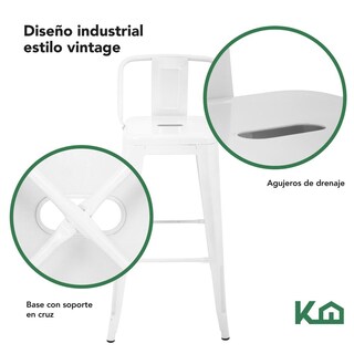 Foto 3 | Banco Alto con Respaldo KingsHouse Vintage 2 piezas