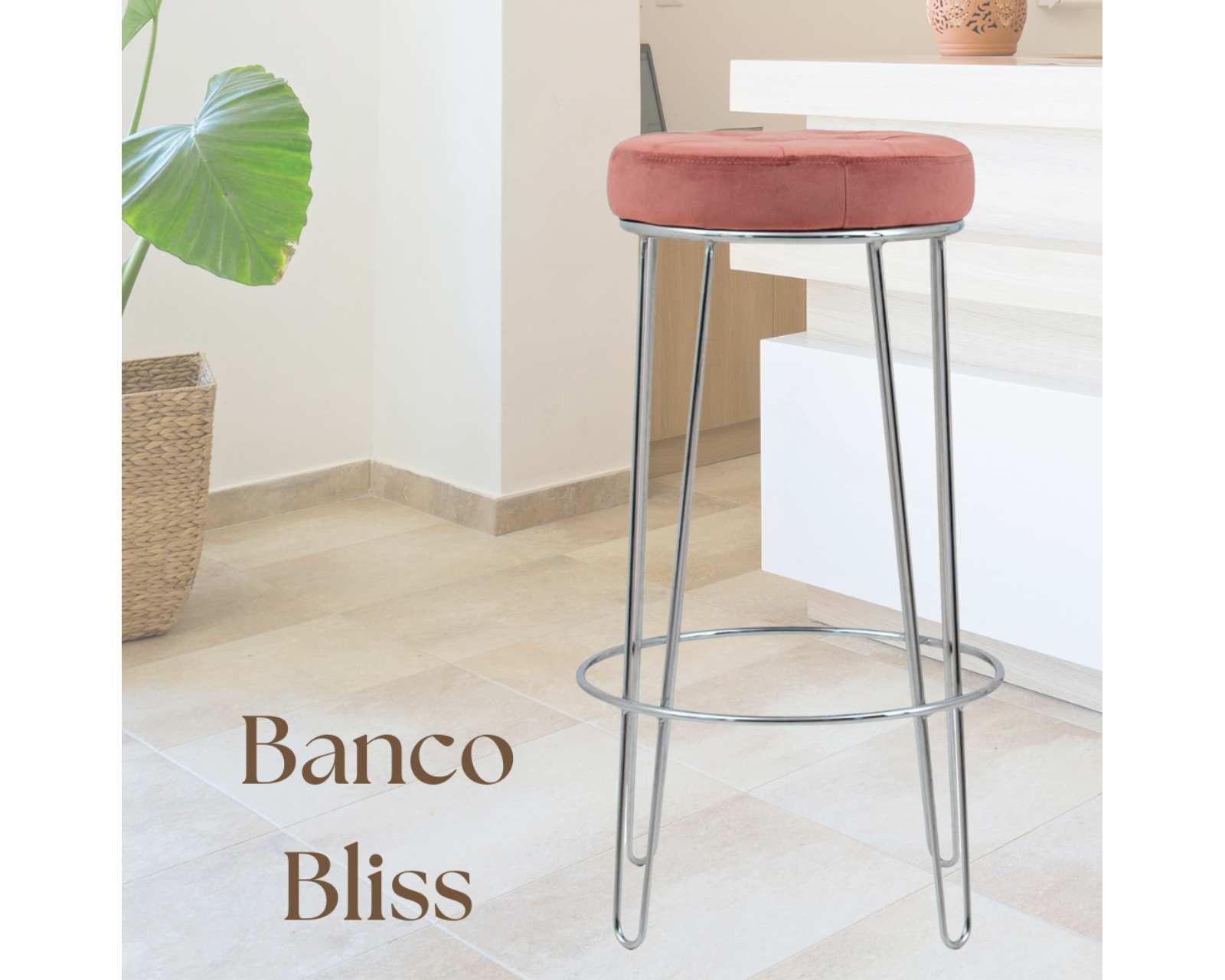 Foto 3 | Bancos Cosmobel Bliss color Rosa de Tela 2 Piezas