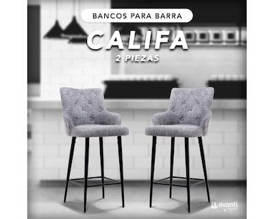 Foto 2 | Set de 2 Bancos para Bar Cosmobel Califa color Gris de Tela