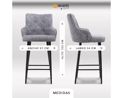 Foto 6 | Set de 2 Bancos para Bar Cosmobel Califa color Gris de Tela