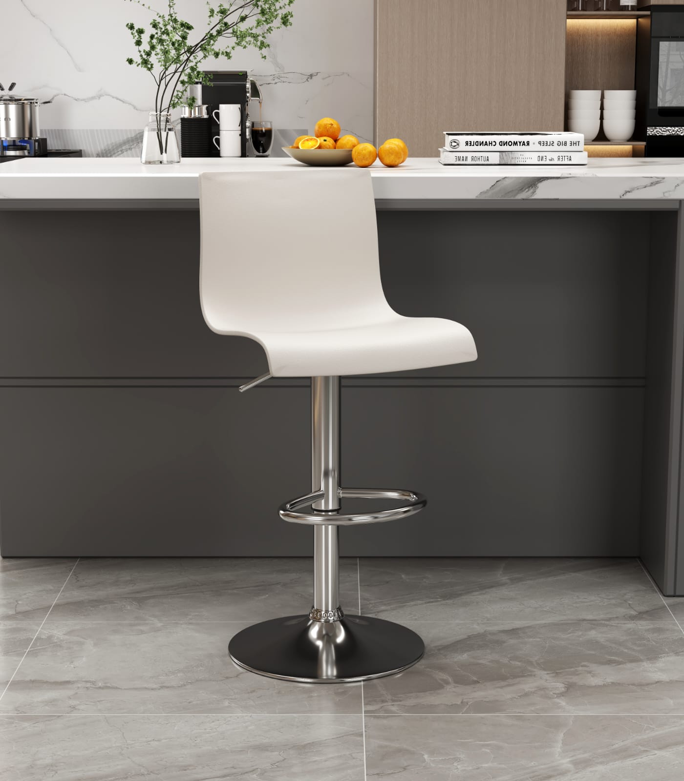 Foto 4 pulgar | Banco Alto Giratorio con Respaldo Eke Life Home 1652 Blanco