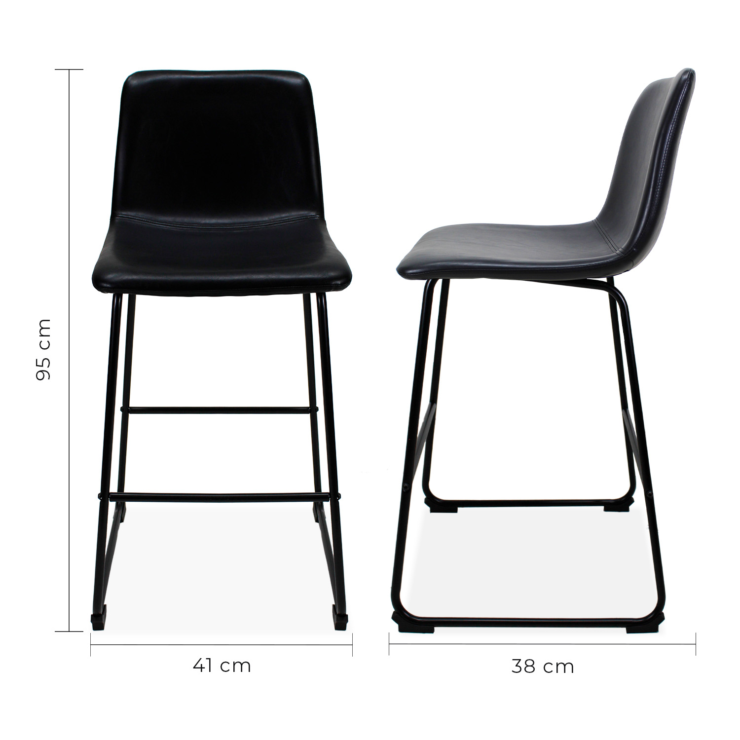 Foto 7 pulgar | Set de 2 Bancos Phoenix Mundo In 65cm Tapizado Pu Acero color Negro