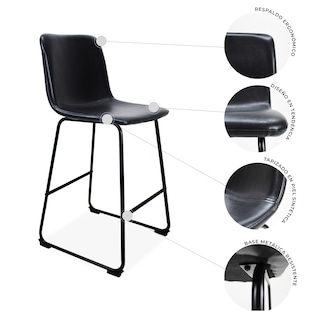 Foto 7 | Set de 2 Bancos Phoenix Mundo In 65cm Tapizado Pu Acero color Negro