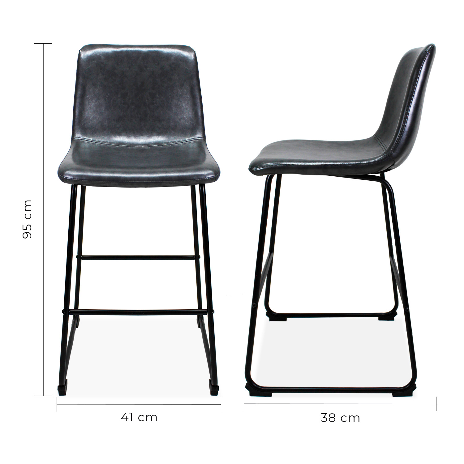 Foto 7 pulgar | Set de 2 Bancos Phoenix Mundo In 65cm Tapizado Pu Acero color Gris